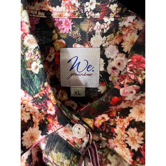We. You and Me Floral Print Long Sleeve Button Up Shirt Sz XL - Picture 3 of 3